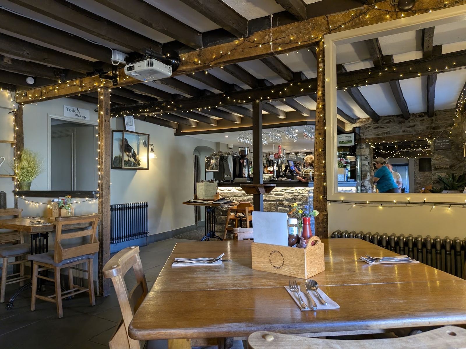 The dining room at The Forest Arms, Brechfa